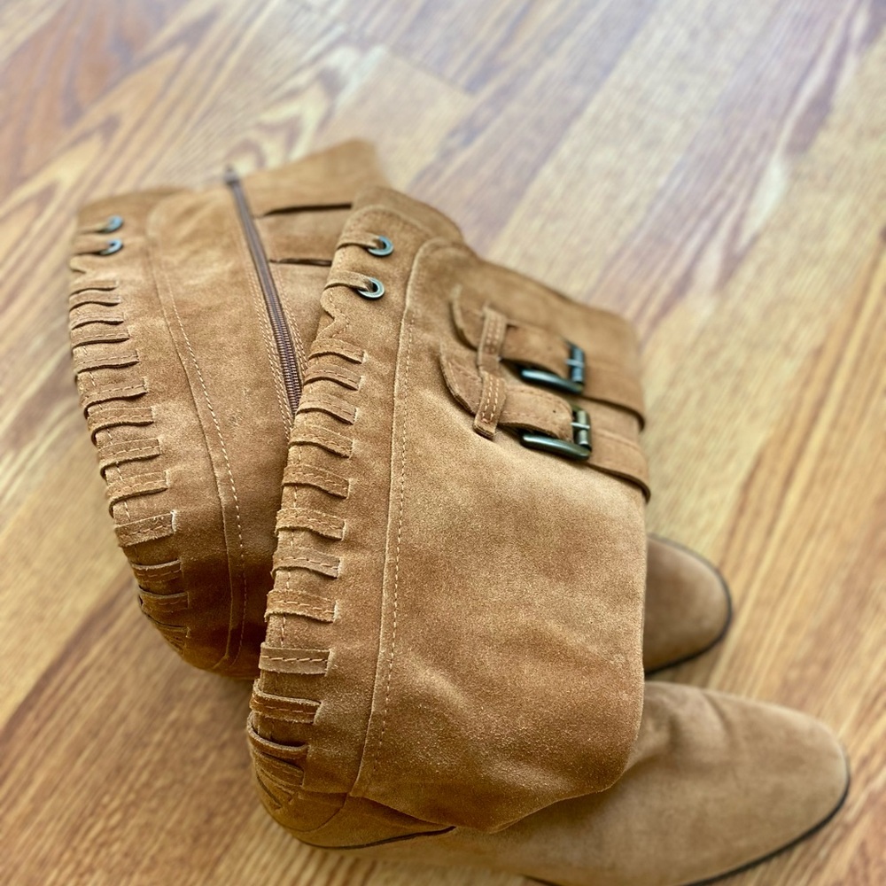 Apepazza Tan Suede Heeled Boots - Picture 6 of 9